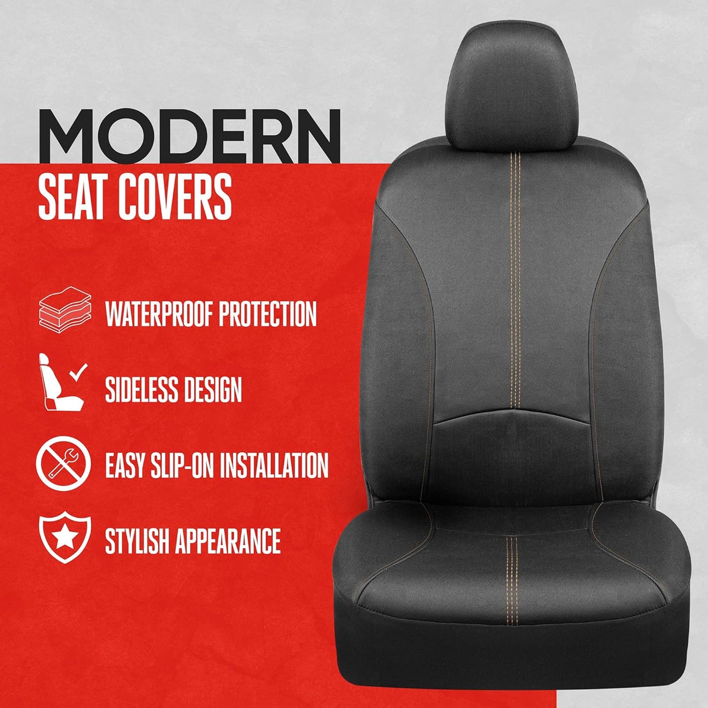 Motor Trend DC210-A2 Beige EasyFit Simple Install Protective Front Rear Bench Seat Covers for Auto Car 5 Pack