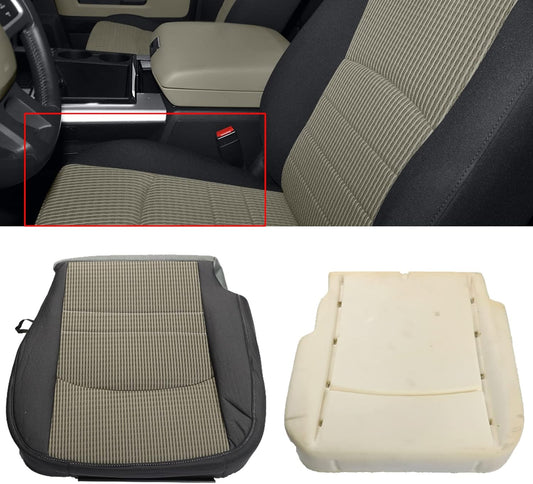 munirater Driver Side Bottom Cloth Seat Cover and Foam Cushion Replacement for Ram 2009-2012 1500 2500 3500 4500 5500 SLT Gray