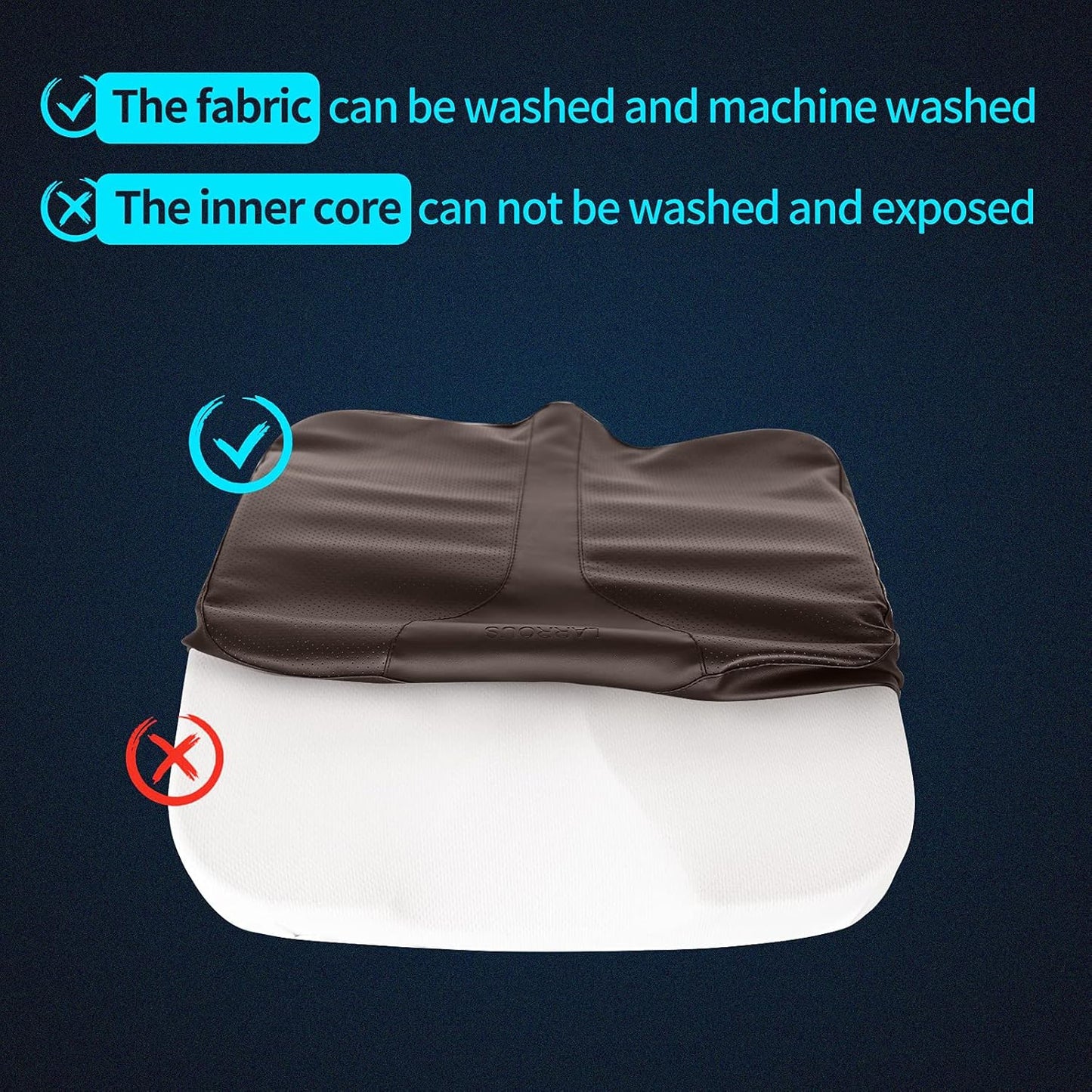 LARROUS Car Seat Cushion - Comfort Memory Foam Seat Cushion for Car Seat Driver, Tailbone (Coccyx) Pain Relief Pad, Car Seat Cushions for Driving, Office Chair Cushion (Brown)