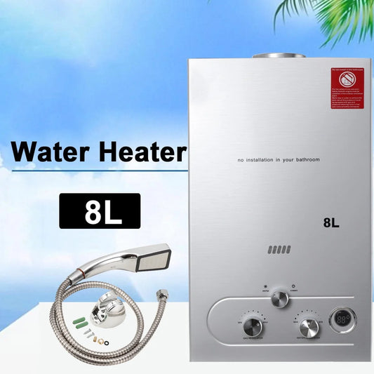 SUDEG 8L Portable Tankless Gas Water Heater LPG Propane Boiler Camping Outdoor Shower