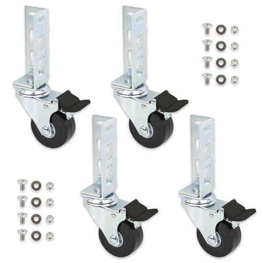 4pc - 3 Storage Rack Caster Wheels (Adapts to Boltless Self Locking Shelving) 1500 lb. Max Total Capacity