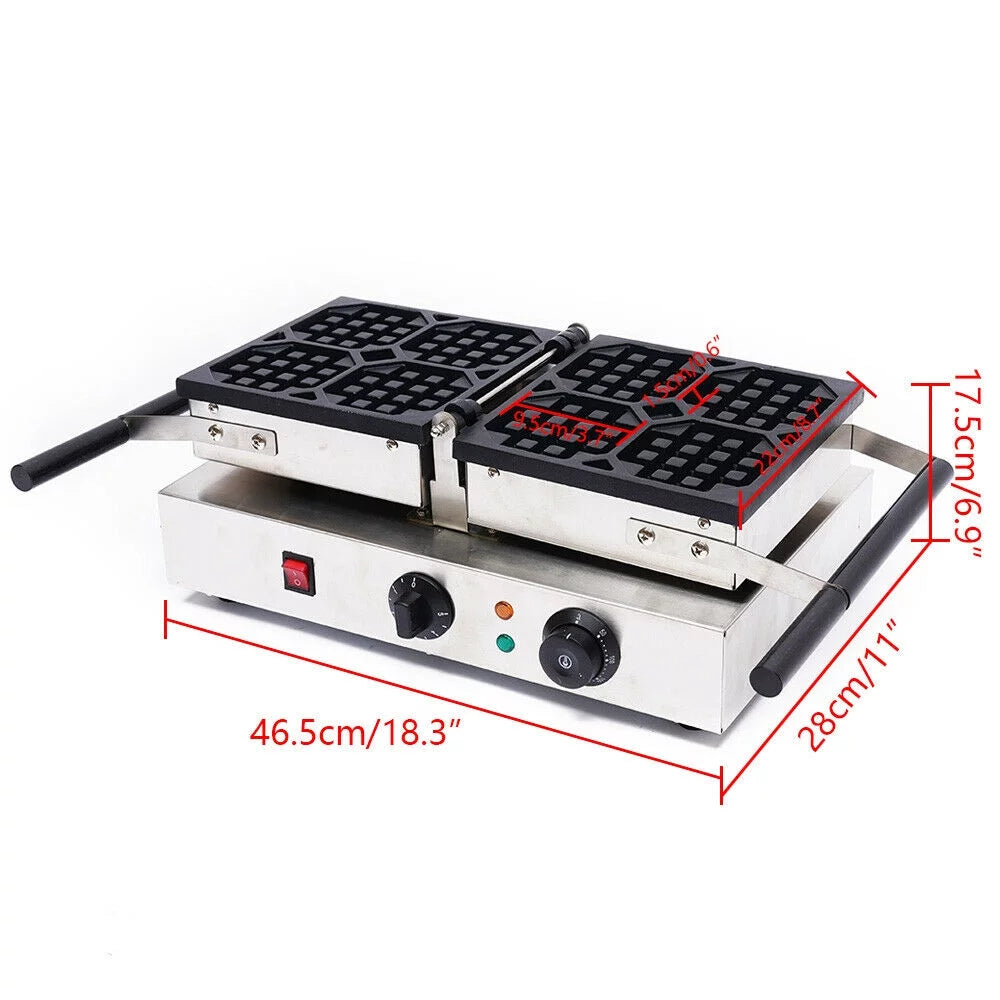 DENEST 4 Grooves Commercial Electric Waffle Maker Temperature Control