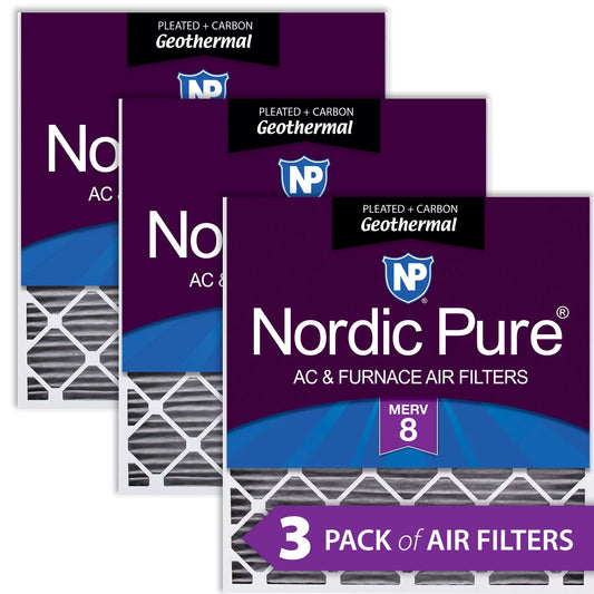 30x36x2 Geothermal MERV 8 Pleated Plus Carbon AC Furnace Filters 3 Pack