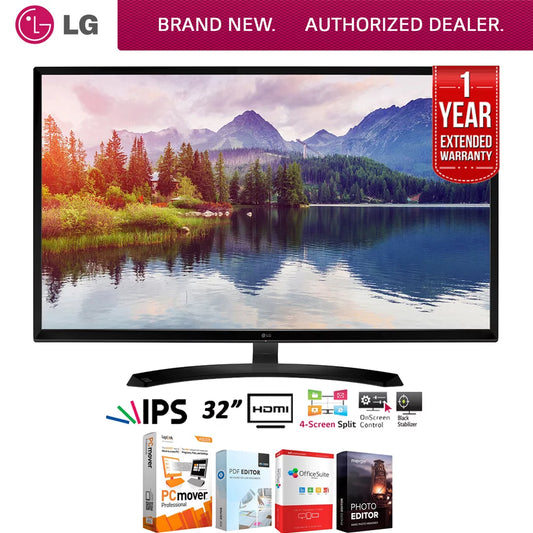 LG 32MP58HQ-P 32-inch Full HD IPS LED Monitor 1920 x 1080 Bundle with Elite Suite 18 Standard Editing Software Bundle and 1 Year Extended Warranty
