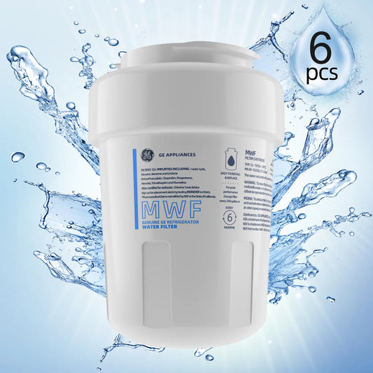 6 Pack MWF Smart Water Refrigerator Water Filter, Compatible Replacement for MWF, MWFINT, MWFP, MWFA, GWF, HDX FMG-1, GSE25GSHECSS, WFC1201, RWF1060, Kenmore 9991 Refrigerator Water Filter