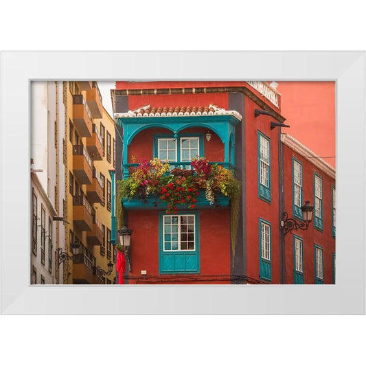 Bibikow, Walter 18x13 White Modern Wood Framed Museum Art Print Titled - Canary Islands-La Palma Island-Santa Cruz de la Palma-traditional Canarian house balconies