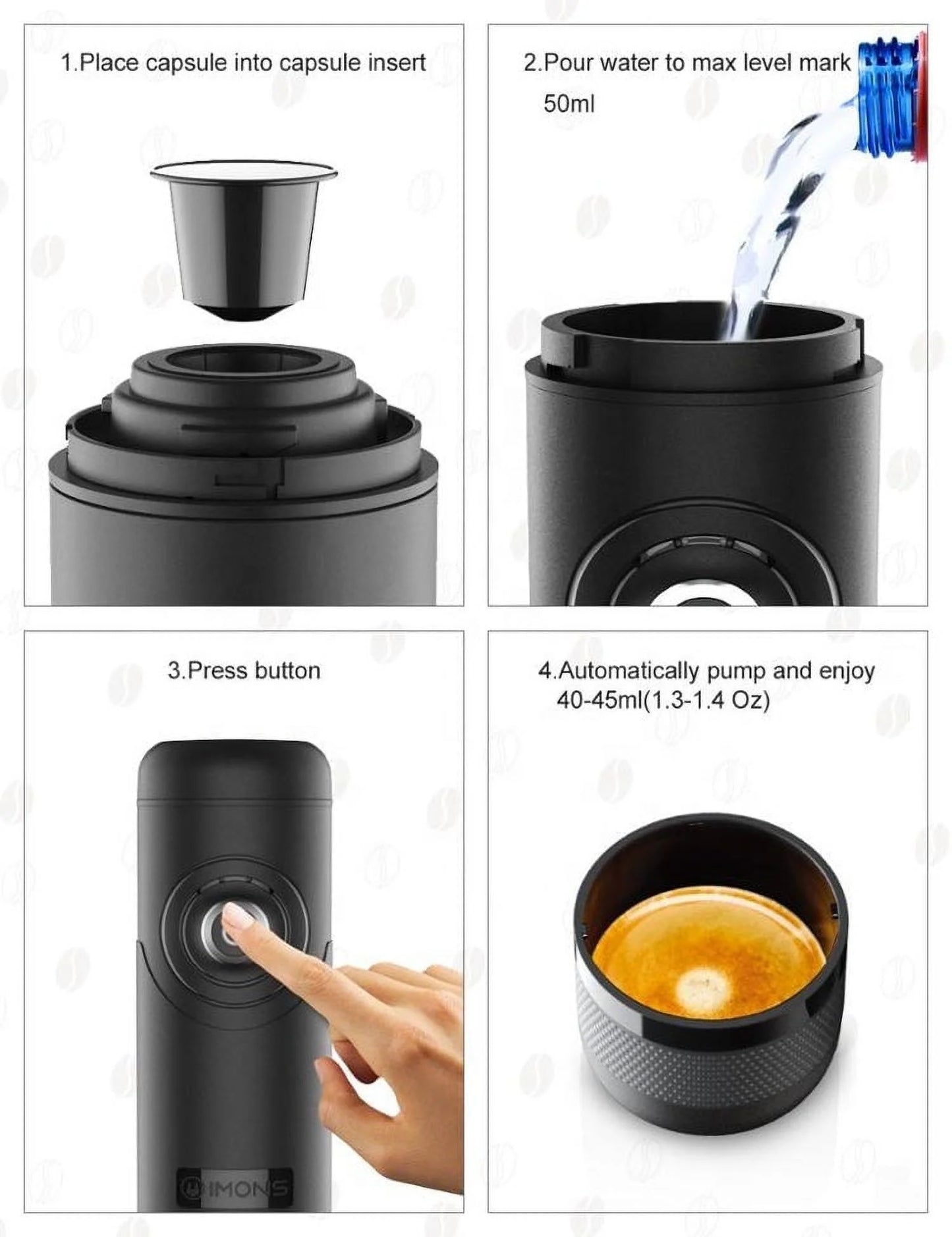 Endymata Electric Portable Mini Espresso Coffee Machine