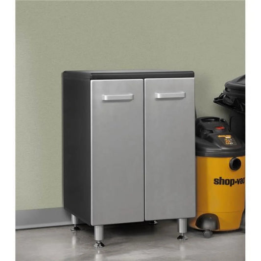 Tuff Stor 23.5 2-door Contemporary Wood Garage Base Cabinet in Black/Silver
