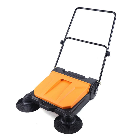 Oukaning Industrial Floor Sweeper Manual Brush Push on Machine Cleaner Machine Cordless Powerless Walk Behind for Large area