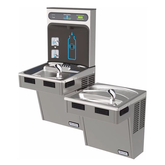 Elkay Manufacturing  Halsey Taylor Bi-Level HydroBoost Water Refilling Station with Filter - Light Gray
