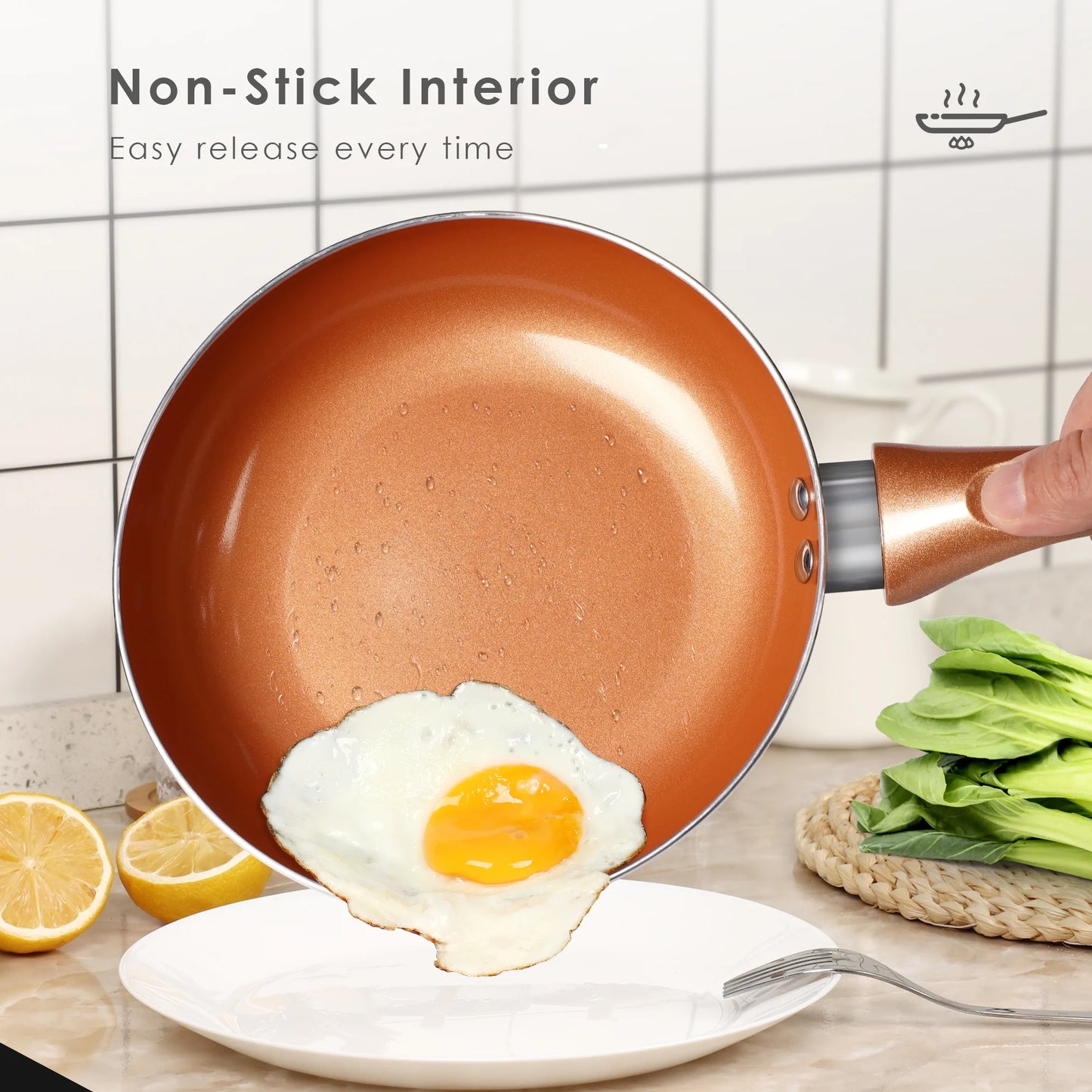 Scafild | 10-Piece Ceramic Nonstick Aluminum Cookware Set - Copper