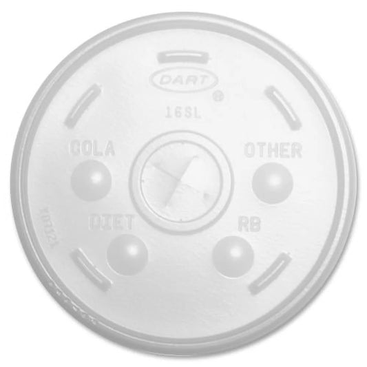 Dart Translucent Slotted Foam Cup Lids Round - 100 / Pack - Translucent