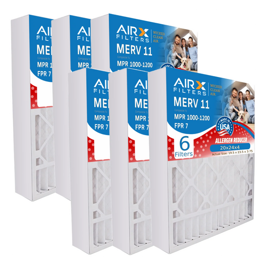 20x25x4 Air Filter MERV 11 Comparable to MPR 1000, MPR 1200 & FPR 7 Compatible with White Rodgers FR2000M-111 Premium USA Made 20x25x4 Furnace Filter 6 Pack by AIRX FILTERS WICKED CLEAN AIR.
