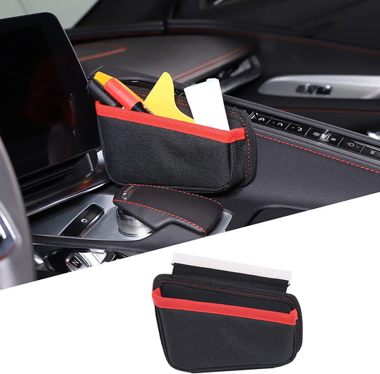 TINKI  Center Console Side Storage Bag Fit for Chevrolet Corvette C8 2020 2021 2022 2023, Co-Pilot Center Console Hanging Organizer Storage Bag, Interior Storage