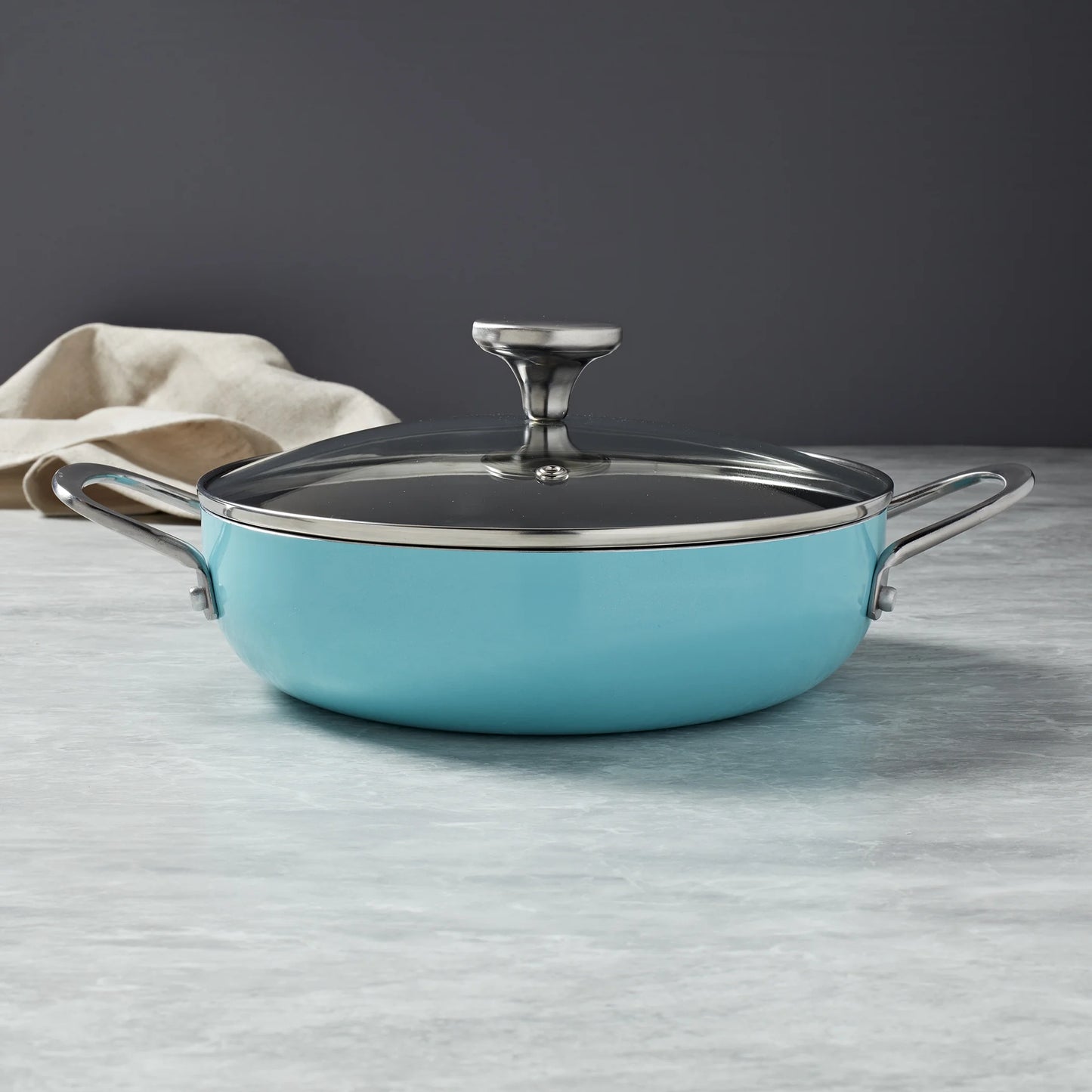 Infuse 3Qt Nonstick Aluminum Covered Caldero Saute Pan, Aqua