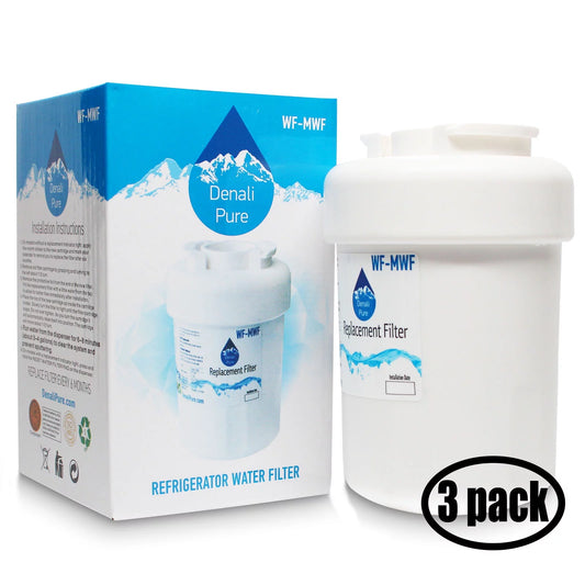 3-Pack Replacement for General Electric HSS25GFPAWW Refrigerator Water Filter - Compatible with General Electric MWF, MWFP Fridge Water Filter Cartridge - Denali Pure Brand