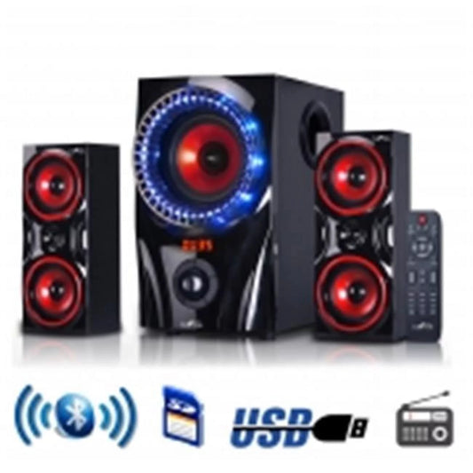 Befree Sound 2.1 Channel Surround Sound Bluetooth Home Theater Speaker System, Red