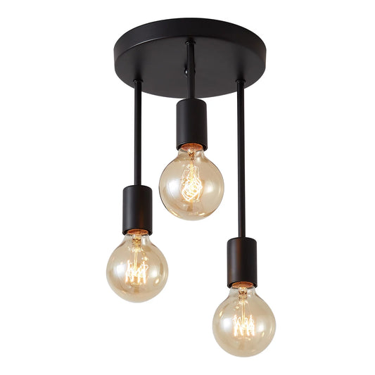 Tomshine 3-Light Pendant Light, Industrial Flush Mount Ceiling Light Fixture, Modern Black Farmhouse Chandelier Ceiling Lamp for Hallway Kitchen Bedroom E26 Base