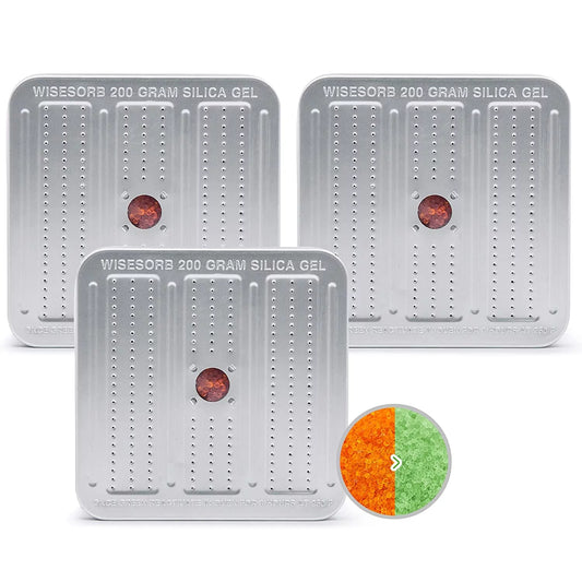 Wisesorb 3 Packs 40 Gram Gun Safe Dehumidifier, Reusable Silica Gel Dehumidifier, Indicating Silica Gel Desiccant Canister (Orange to Green)