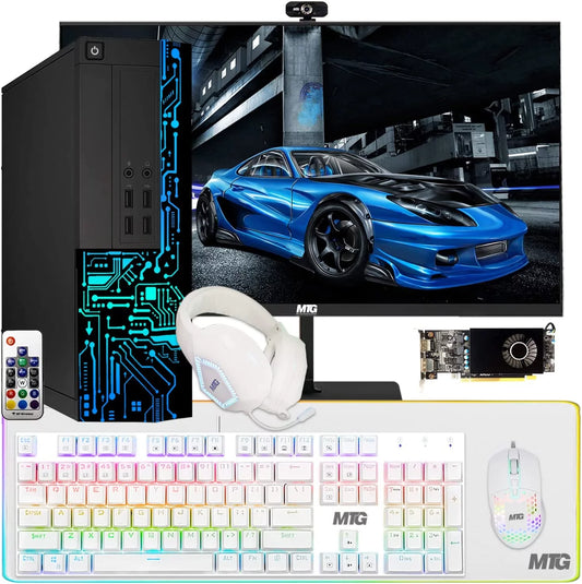 Restored Gaming PC, Intel Core i7, TechMagnet Siwa 8, AMD RX 550 4GB DDR5, 16GB RAM, 240GB SSD + 1TB HDD, New MTG 22 Inch Monitor, MTG Gaming Kit with MTG Webcam, WiFi, Win 11 Home (Renewed)
