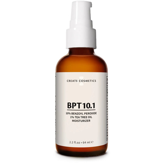 Create Cosmetics BPT10 - Acne Treatment 10% Benzoyl Peroxide Cream & Tea Tree Oil Moisturizer for Face & Body - Blemish & Spot Treatment, Cystic Acne Medication for Adult &