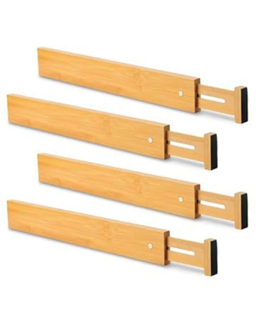 4PC 16.8-21.8 Inches Adjustable Bamboo Drawer Dividers, Expandable Kitchen Drawer Organizer for Large Utensils, Drawer Separators Organizationw