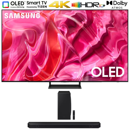 Samsung QN77S90CA 77 Inch OLED 4K Smart TV (2023) Bundle with Q-series 5.1.2 ch. Wireless Dolby ATMOS Soundbar w/ Q-Symphony, HW-Q800C