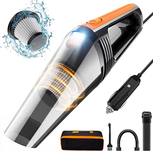 Car Vacuum, Portable Car Vacuum Cleaner High Power 8000PA/100W/DC12V, 16.4Ft Corded Handheld Car Vacuum with LED Light, Deep Detailing Cleaning Kit of Car Interior with Dry for Men/Women