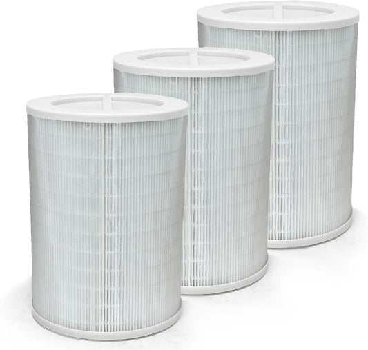 Nispira 12010 3-in-1 True HEPA Activated Carbon Filter Replacement for Clorox Large Air Purifier 11010 & 11011 | Removes Smoke, VOCs, Odor | 3 Pack
