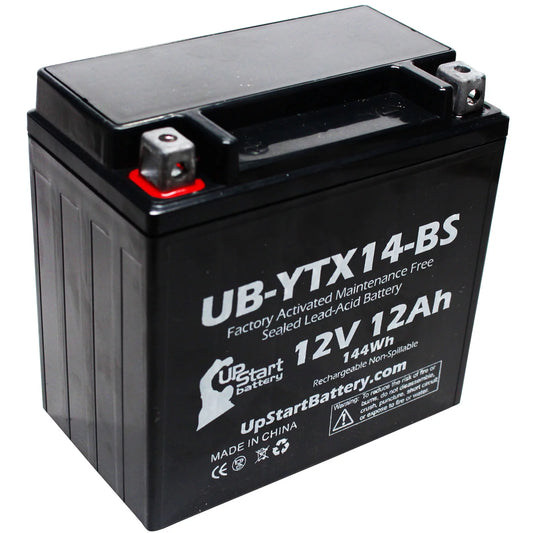 Replacement 2008 Suzuki LT-A450X King Quad 450 CC Factory Activated, Maintenance Free, ATV Battery - 12V, 12AH, UB-YTX14-BS