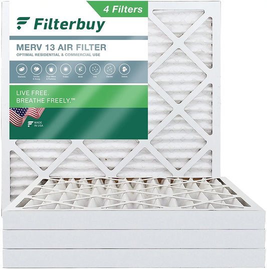 Filterbuy 14x14x2 MERV 13 Pleated HVAC AC Furnace Air Filters (4-Pack)