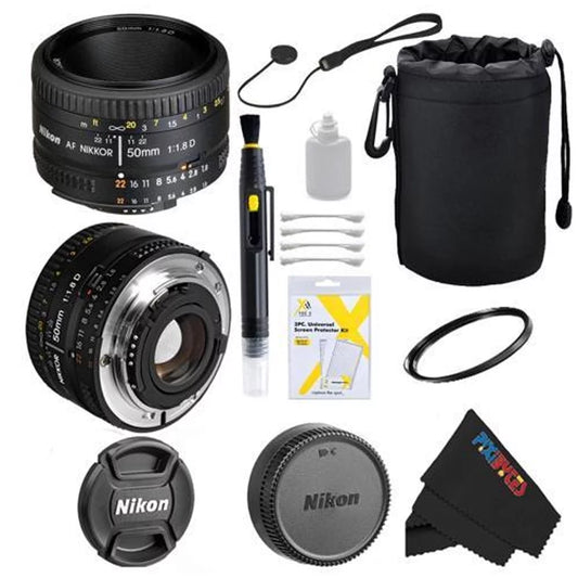 Nikon 50mm f/1.8D AF Nikkor Lens Import for D3000, D3100, D3200, D4, D4S, D5000, D5100, D5200, D5300, D600, D610, D700, D7000, D7100, D800, D800E, D810, D90 DSLR Cameras +Deal-Basic Accessory Bundle