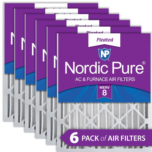 Nordic Pure 16x25x4 (3 5/8) Pleated MERV 8 Air Filters 6 Pack