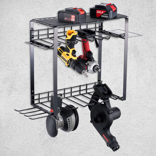 BENTISM Power Tool Organizer 8 Drill Holders Wall Mounted Garage Tool Storage Rack