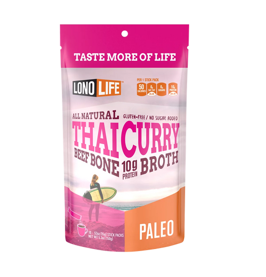 LonoLife All Natural Thai Curry Bone Broth - 10 Pack Stick Packs