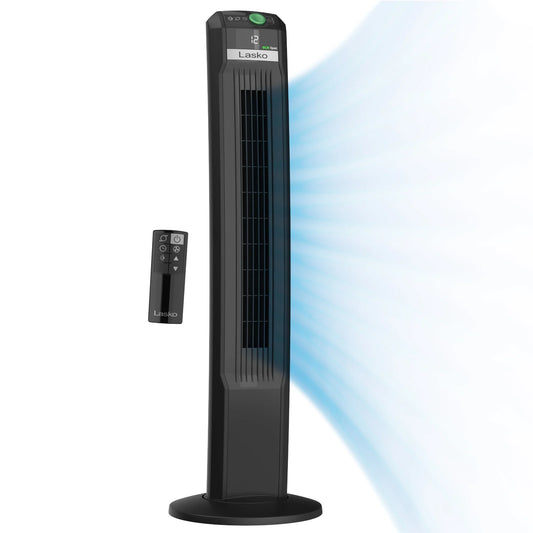 Lasko 42 EcoQuiet 12-Speed DC Motor Tower Fan with Remote Control, Black, T42700, New