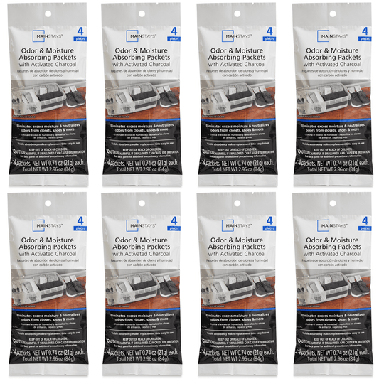 Mainstays Odor and Moisture Absorbing Packets with Activated Charcoal, 32 Ct