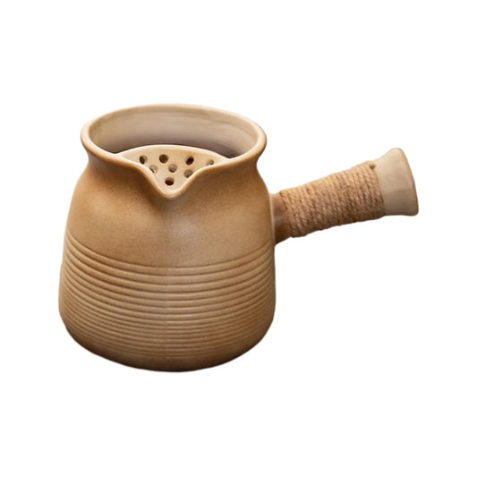 perfk Ceramic Teapot with Side Handle Loose Leaf Tea Pot Boiling Hot Water Tea Maker Kettle Stovetop for Outdoor Home Picnic Hiking