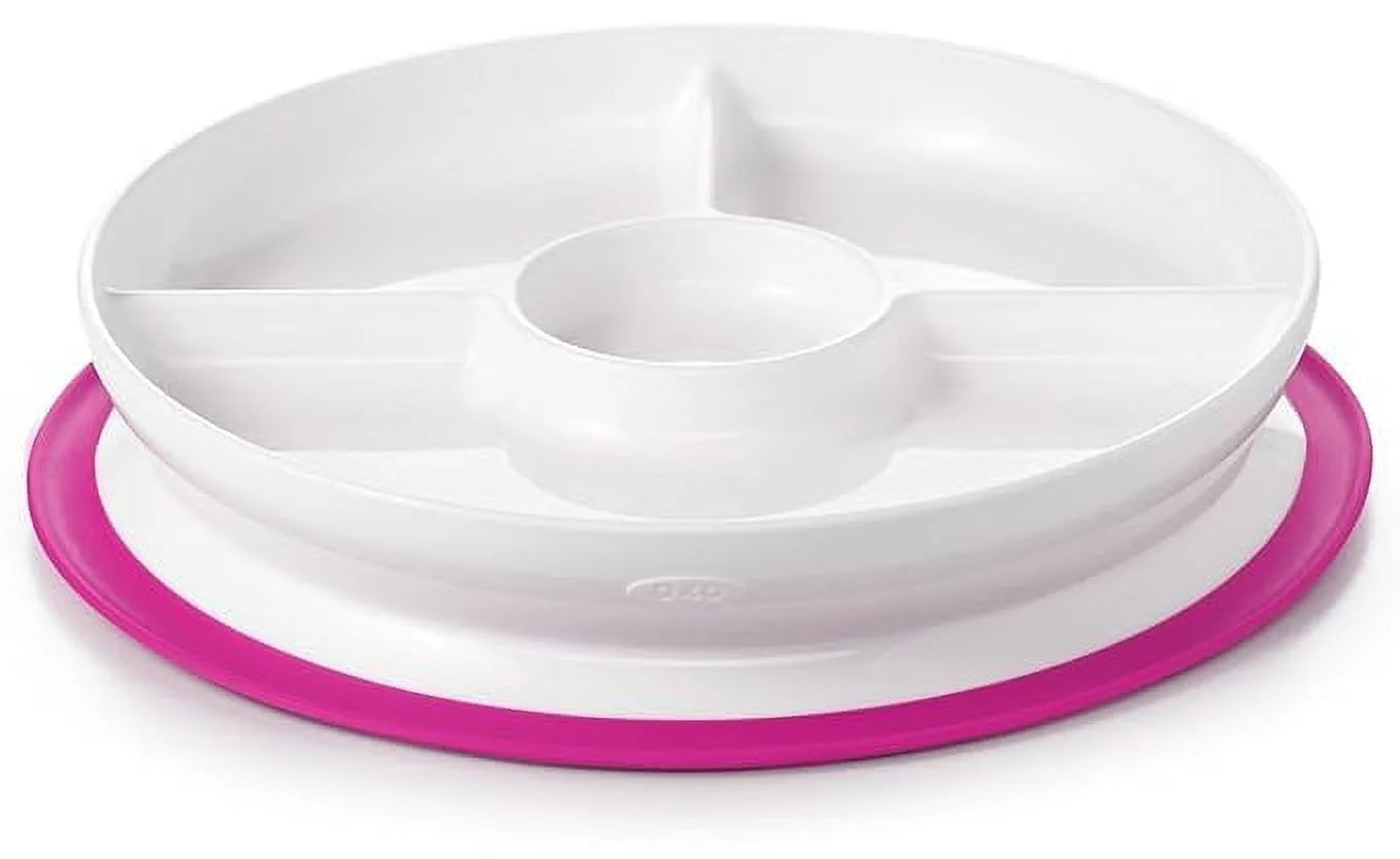 OXO Tot Stick & Stay Suction Divided Plate - Pink