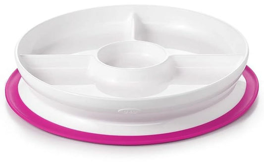 OXO Tot Stick & Stay Suction Divided Plate - Pink