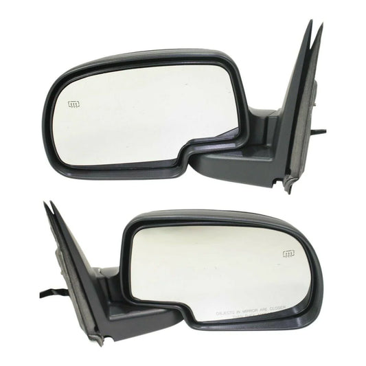 Side View Mirrors Power Heated Blk Textured Pair Set For Cadillac Chevy GMC