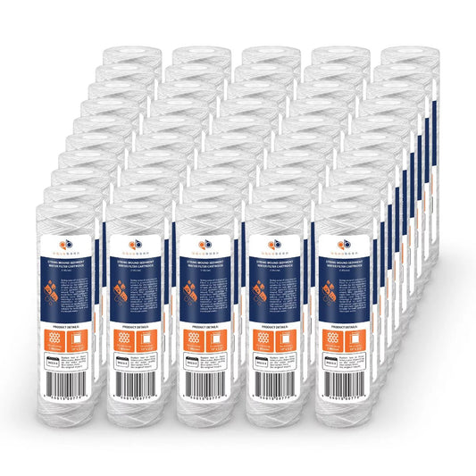 Aquaboon 1 Micron 10 x 2.5 String Wound Sediment Water Filter Cartridge | Universal Replacement for Any 10 inch RO Unit | Compatible with WFPFC4002, CW-F, PFC4002, 50-Pack