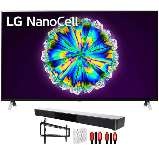 LG 65NANO85UNA 65 Nano 8 Series 4K Smart UHD NanoCell TV with AI ThinQ (2020 Model) with Deco Gear Home Theater Soundbar, Wall Mount Accessory Kit and HDMI Cable Bundle(65NANO85 65 Inch TV)