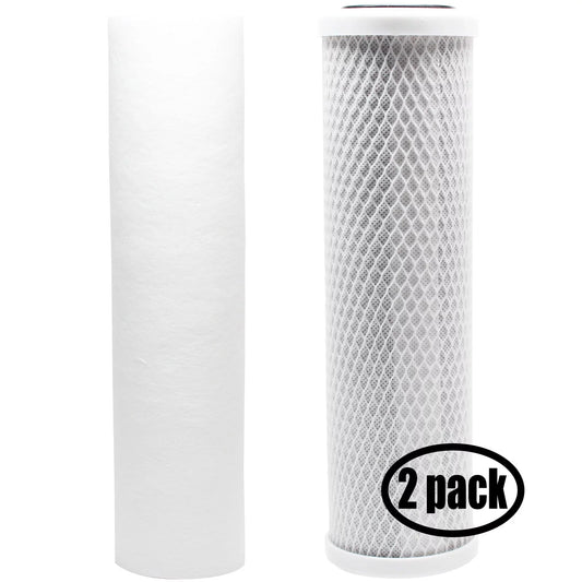 2-Pack Replacement for Filter Kit for Bulk Reef Supply 200409 RO System - Includes Carbon Block Filter & PP Sediment Filter - Denali Pure Brand