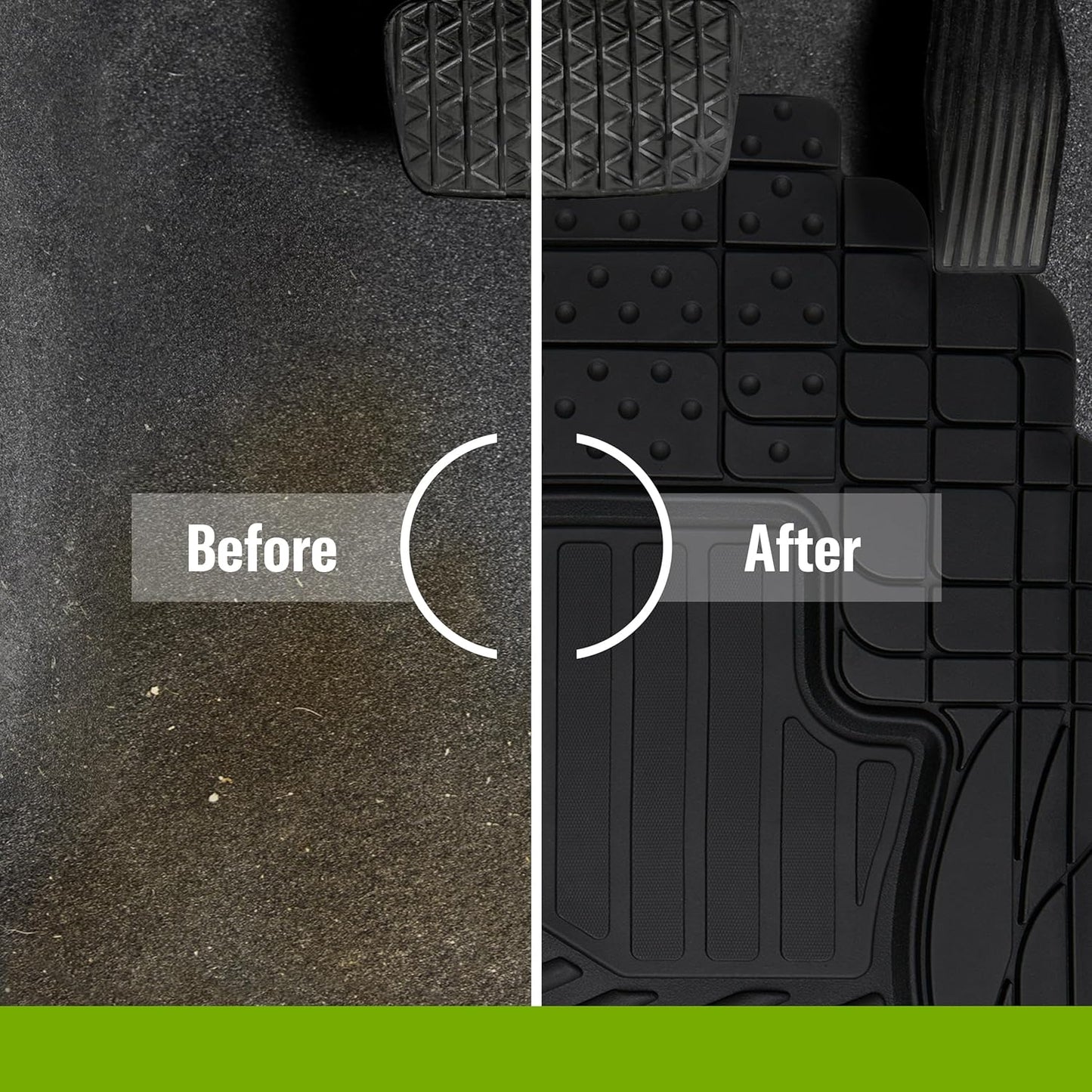 SmartFit 4-Piece All-Weather Heavy-Duty Car Floor Mats, Trim-to-Fit Mats for Cars — Black