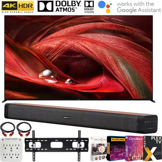 Sony XR75X95J 75 X95J 4K Ultra HD Full Array LED Smart TV (2021 Model) Bundle with Deco Home 60W 2.0 Ch Soundbar w/subwoofer + Wall Mount Kit + Premiere Movies Streaming + 6-Outlet Surge Adapter
