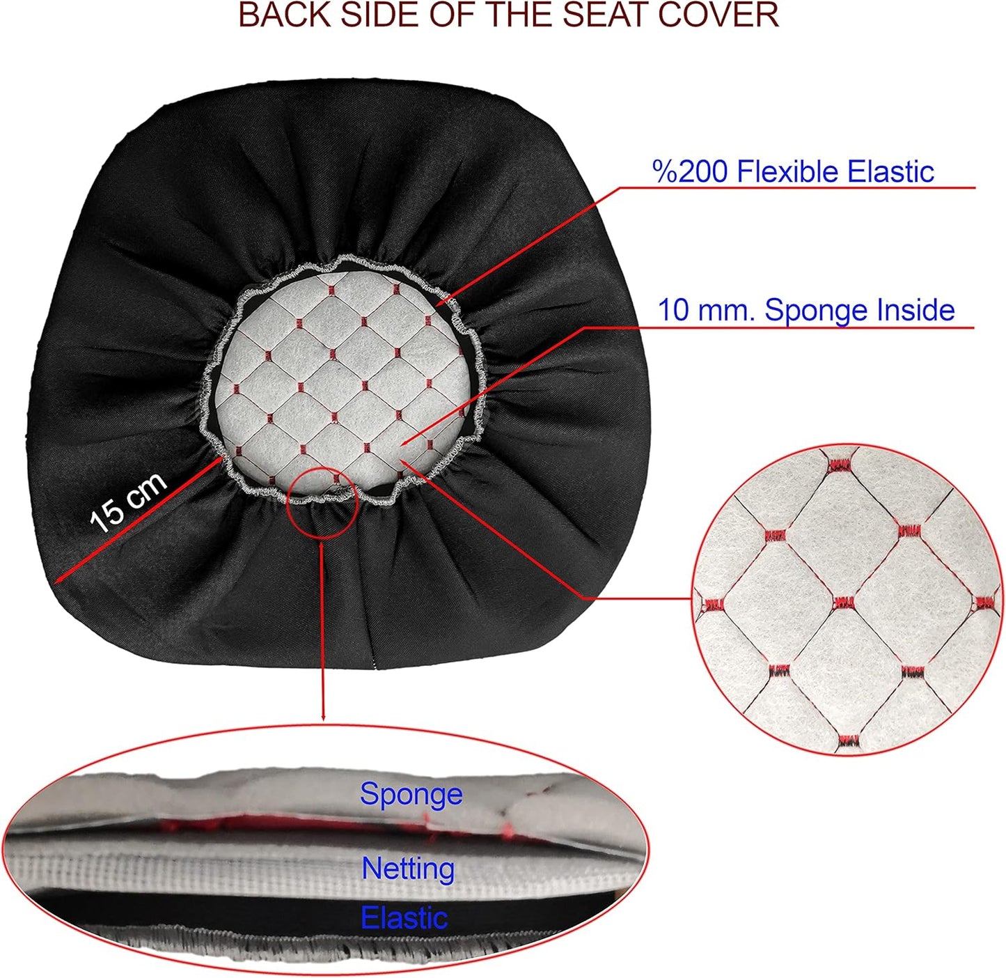 Binbir Trend Heavy Duty Universal Tractor Seat Cover for Cabinet Tractors with Headrest, Forklift Seat Cover - Kapitone Black C3T-101…
