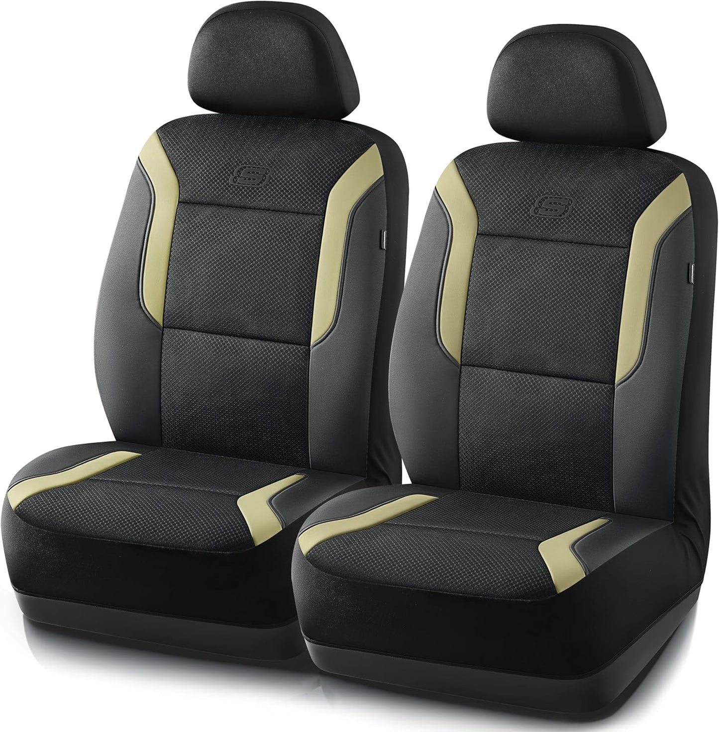 Skechers Memory Foam Car Seat Covers, Air Cool Mesh Thick Seat Covers, Slip-ins Front Seat Cover, Airbag Compatible, Automotive Comfort & Protection for Most Cars,Vans,Trucks, SUVs,Red