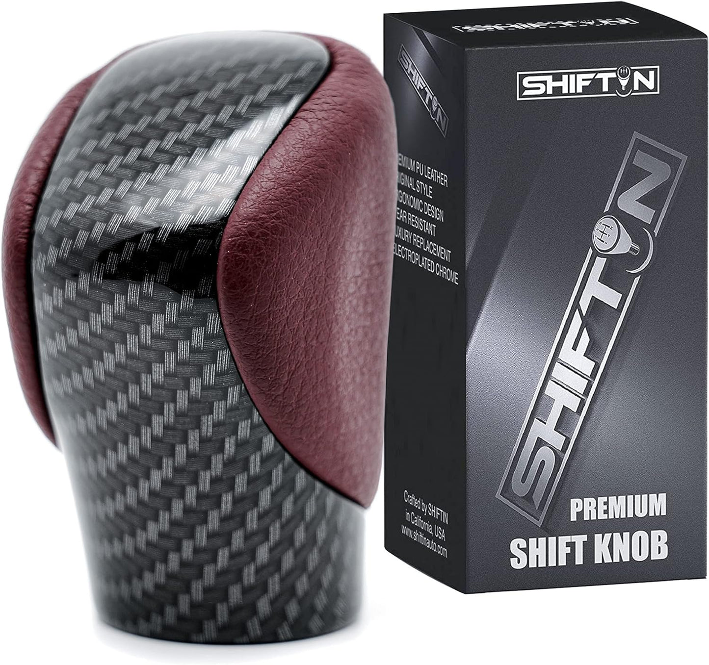 SHIFTIN Gear Shift Knob Shifter for Lexus ES GS GX is NX RC RX 200t 300 350 3450h 450hL 350L (Rioja Red Rose/Carbon Fiber Pattern)