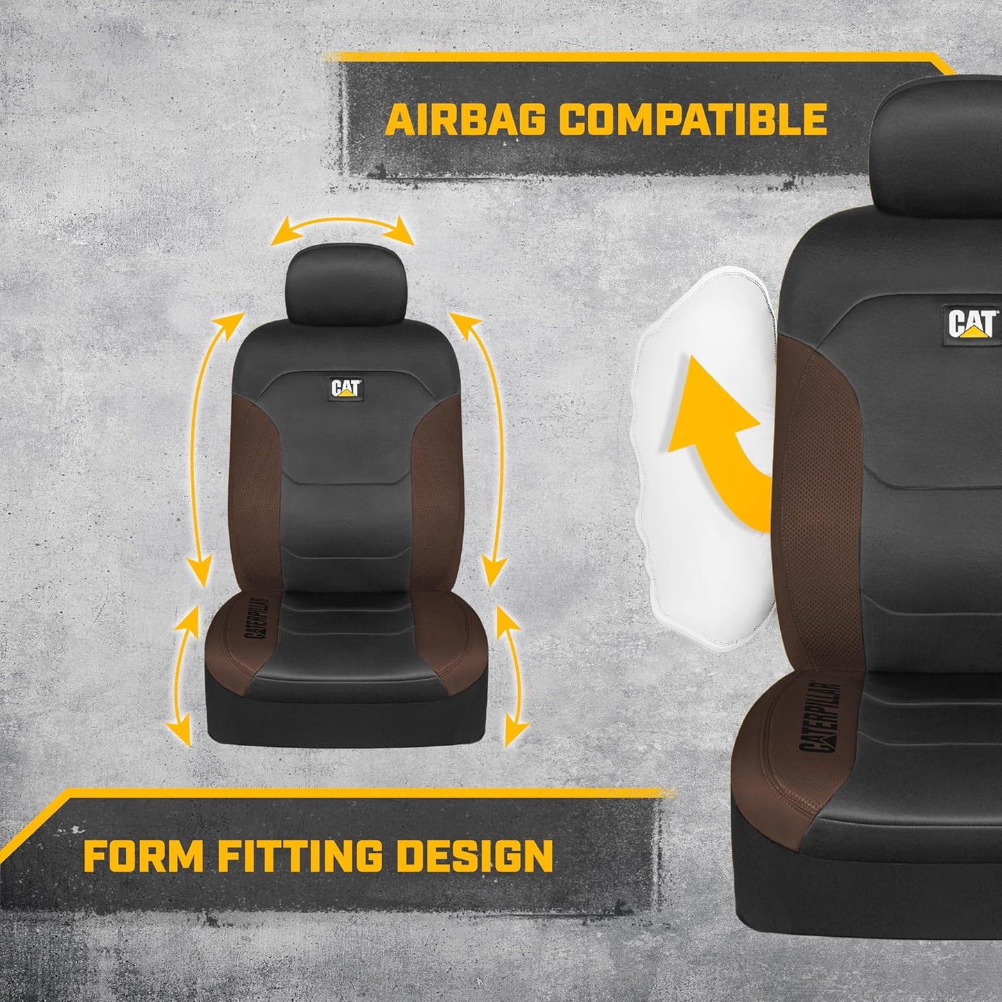 BDK Auto CASC-2274-BW: Cat 4Pc Polyester + Honeycomb Polyester Fabric Low Back Seat Cover - Brown